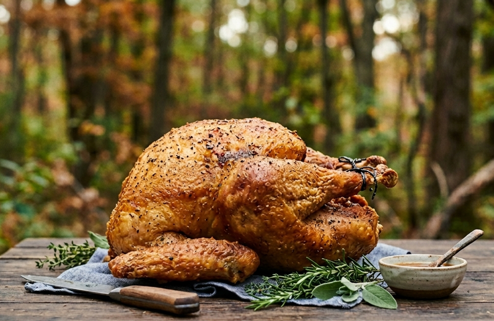 Golden Fried Turkey On Plate