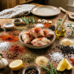 chicken thighs surrounded by seasonings